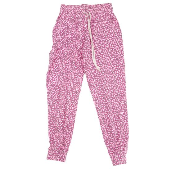 Lila and Hayes white & pink hearts Jogger style Pajama Pants women's SMALL - Picture 4 of 7